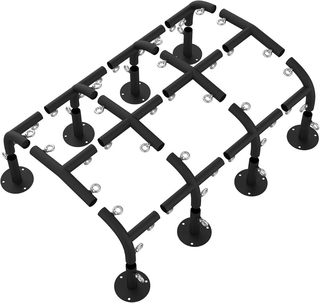 1 3/8'' Canopy Fittings for 8 Leg Carport Frame Parts, Black Canopy Pipe Fittings with Eye Bolts, Carport Frame Kit Low Peak Connectors with 156 Degree Angle (20Pcs)