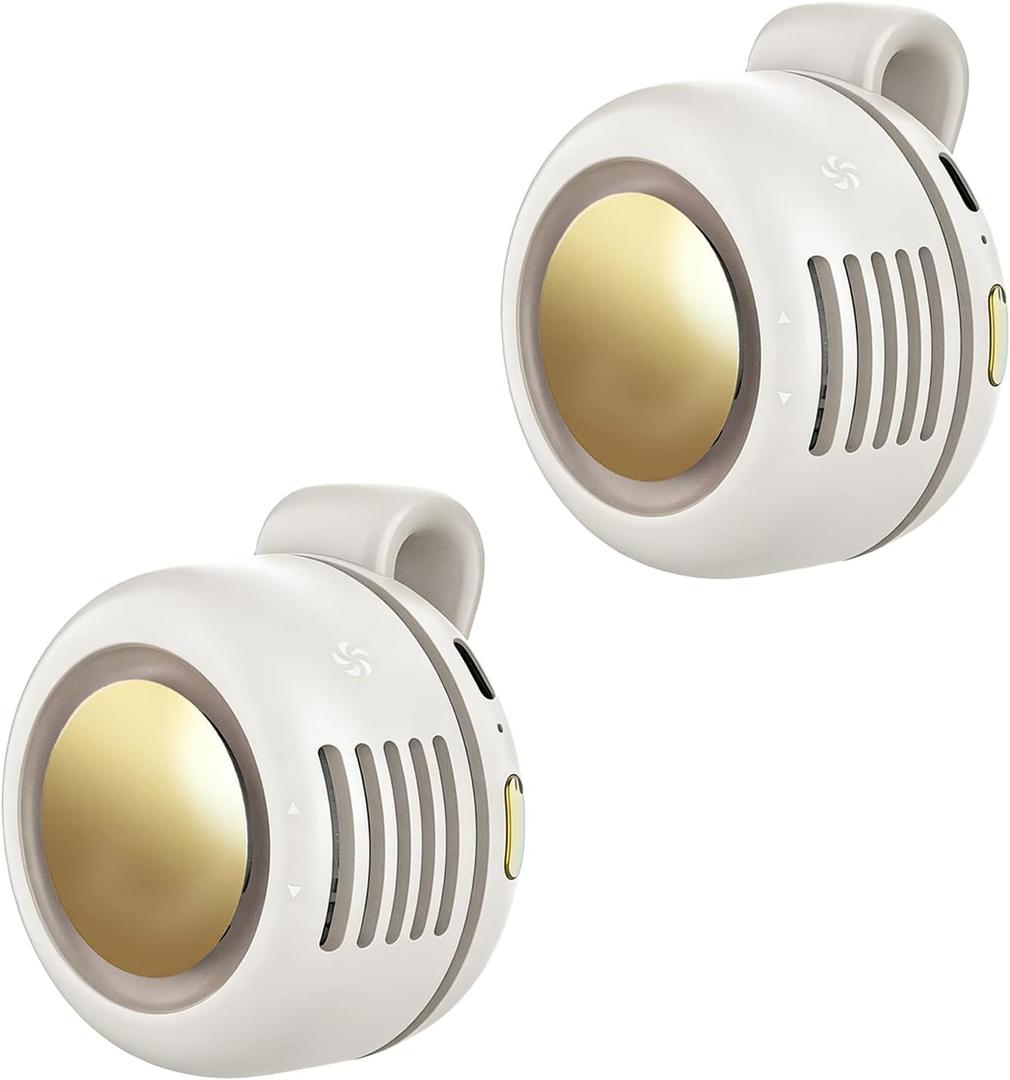 2 x Portable Clip-On Fan, Mini USB Rechargeable 360° Rotatable Fan, Personal Fan 3-Speed Silent Mini Bladeless Fans, Small