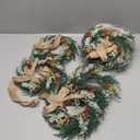 Hotop 12 Set Mini Wreaths for Kitchen Cabinet 12 Inch Small Christmas Wreath with Burlap Ribbon Red Berry and Eucalyptus Leaves for Xmas Window Front Door Fireplace Chair Farmhouse Hanging Decor