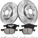 Brake Pads And Rotors Kit Compatible With 2012-2018 Ford Focus, 2013-2018 Ford C-Max, Front Automotive Replacement Brake Kits 54181 D1044-7947 Drilled And Slotted Rotors 278mm(10.9in)