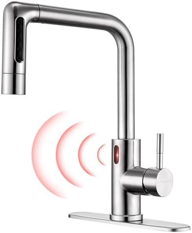 Charmingwater Touchless Kitchen Faucet with 5 Modes Pull Down Sprayer, Single Handle Stainless Steel Motion Sensor Faucet for Kitchen Sink, Brushed Nickel