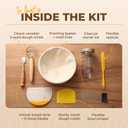 BAKERIA 9" Round Banneton Bread Proofing Basket Set with Starter Jar, Linen Liner, Bread Lame, Dough & Bench Scraper, Bread Whisk  Complete Artisan Sourdough Baking Kit