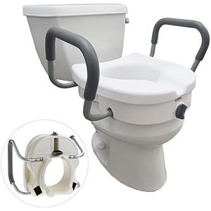 Carex E-Z Lock Toilet Seat and Safety Frame Combo Pack, 5-Inch Height Lift Seat Riser for Elderly and Handicap, Commode Chair For Elderly - Fits and Locks to Round or Elongated Toilets