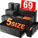 More Larger SizeA-LUGEI69Pcs5 Size Tool Box Organizer Tray Divider Set, Black Desk Drawer Organizer, Garage Organization and Storage Toolbox for Rolling Tool Chest Cart Cabinet WorkBench Parts