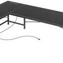 Huuger 63 Inch L Shaped Desk with Fabric Drawers, Reversible Computer Gaming Desk with Power Outlets and USB-C Port, Adjustable Side Storage Shelves, for Work Study Corner Home Office, Black