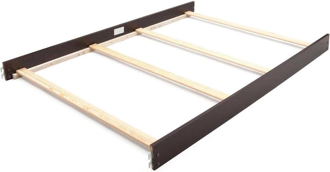 CC KITS Universal Wooden Bed Rails for Twin & Full-Size Beds – Includes Hook-On & Bolt-On Brackets with Support Slats – Solid Wood Construction – Replacement Bed Frame Rail (Espresso, Full Size)