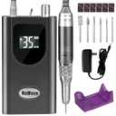 Nail Drill Professional, HoMove 35000RPM Portable Nail Drill Machine, Rechargeable Efile Nails Drill, Low Heat Electric Nail File for Acrylic Gel Nails[Grey]