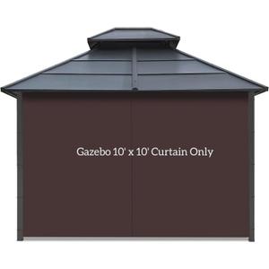 Gazebo Privacy Curtain with Zipper Side Wall Universal Replacement for 10' x 10' Gazebo, Patio, Outdoor Canopy, Garden and Backyard,Coffee Brown (1-Panel Curtain Only)