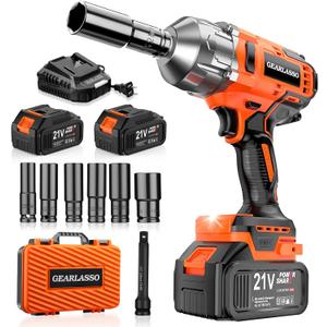 1300N.m(960Ft-lbs) Cordless Impact Wrench 1/2" Brushless High Torque Impact Wrench with 2x 4.0Ah Batteries, 6 Sockets, Charger, Extension Bar for Car, RV, Truck Wheel Lug Nuts