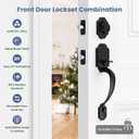 Estmoon Front Door Lock Set Matte Black Exterior Door Handle, Deadbolt Lock with Interior Door Knob for Entry Doors, Front Door Handle and Single Cylinder Deadbolt Reversible for Left &Right Hand Door