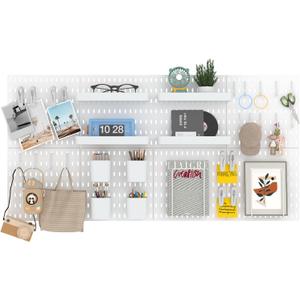 8-Pack 22"x44" Plastic Pegboard Panels Durable Modular Organizer Boards for Wall Storage, Garage, Workshop & Craft Room – Lightweight & Easy to Install