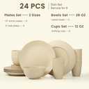 Homienly 24 PCS Premium Wheat Straw Dishes Set for 6, Reusable Plates and Bowls Sets,Cups,Lightweight & Unbreakable Dishwasher and Microwave Safe Dinnerware Sets for Kitchen,Outdoor- Beige