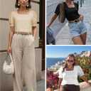 ATHMILE Womens Summer Tops Square Neck Dressy Casual Blouses Ruffle Sleeve Cute Spring Beach Vacation Causal (Black, M)