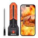 WiFi Bluetooth Wireless Meat Thermometer, Unlimited Range, 7 NIST Certified Accuracy Sensors with Ambient Temp Remote Monitoring for BBQ Grill, Oven, Smoker, Air Fryer (1, Black, Medium)