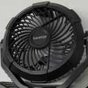 Gaiatop Portable Camping Fan with LED Lantern, 360Rotation and Clip on for Desk, 4000mAh USB Rechargeable Battery Powered, Digital Display and Hanging Hook for Tent Outdoor Travel Bedroom Black