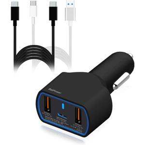 BatPower High Power Delivery 120W PD Laptop Car Charger Compatible with New Surface Book 3 2 Laptop 4 3 Pro 8 X 7 USB-C HP Razer Dell Notebook Vehicle Charger DC 12v-24v auto Power Supply Dual USB QC