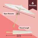 Juvale Parasol Umbrella Set - 6-Pack, 16 in Paper & Poplar Wood, White - Sun Umbrella for Garden Parties, Tea Party Decorations, & Weddings