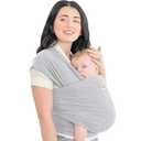 KeaBabies Baby Wrap Carrier - All in 1 Original Breathable Baby Sling, Lightweight, Hands Free Baby Carrier Sling, Baby Carrier Wrap, Baby Carriers for Newborn, Infant, Baby Wraps Carrier (Ash Gray) One Size (Pack of 1)