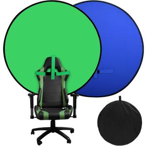Portable Blue Green Screen Chair, 57 in Greenscreen Backdrop with Stand 2-in-1Double Sided Foldable Green Background, for Video Chats and Meetings, Photography, Photo Zoom, Streaming Games