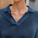 Fisoew Womens 2 Piece Outfits Striped Lounge Sets Knit V Neck Sweaters Casual Wide Leg Pants Loose Fall Clothes (Small)