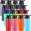 Yinder 16 Pcs Aluminum Water Bottle Bulk Multicolor Reusable Sports Bottle with Snap Lids Multipack Vacuum Water Flask for Travel Camping, Picnics, Gym, Hiking, Cycling, Fishing(Assorted Color,20 oz)