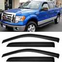 Window Rain Guards for 2009-2014 Ford F150 SuperCrew Cab, Window Vent Wind Deflectors Visors Shades for 09-14 F-150 Crew Cab