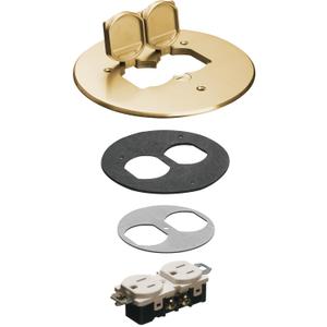 Arlington Industries - FLB6230MB - Floor Box Cover Kit, Flip Lid/Duplex Receptacle, 6 in. Dia, Brass