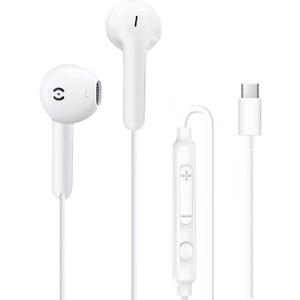 MAS CARNEY USB C Wired Headphones for iPhone 17e 16 15 Pro Max USBC Earbuds Ear Buds Wired Type C Headphones for iPhone 17 16e 16 Plus 16Pro 15 Pro Max 15Plus 17e Earbud Earphones with Mic for Samsung (White)