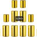 Glasseam Small Gold Vases for Centerpieces: Hurricane Glass Candle Holders Living Room Decor Set of 12, Votive Holders Wedding Centerpieces for Tables Flowers