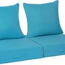 Outdoor Olefin Water-Resistant Deep Seat Cushion Set, 2PCS Weather and Fade Resistant 23''x 26''x 6'' Patio Furniture Seat Cushion, Thickened Sofa Chair Pad for Lawn, Garden, Turquoise