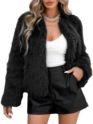 Zando Faux Fur Coats for Women 2025 - Cropped Faux Fur Jacket Women Outwear Long Sleeve Pockets Shaggy Warm Winter Coats, Size M Zando Faux Fur Coats for Women 2025 - Cropped Faux Fur Jacket Women Outwear Long Sleeve Pockets Shaggy Warm Winter Coats, Size M