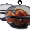 Juvale Black Mesh Fruit Baskets with Lids, Restaurant Kitchen Produce Containers (10 Inch) 2 Pack Fruit Mesh Basket