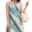 kipfall Pleated Front Summer Dresses for Women 2025 Casual Beach Floral Print Sundress Boho Tank Dress (S)