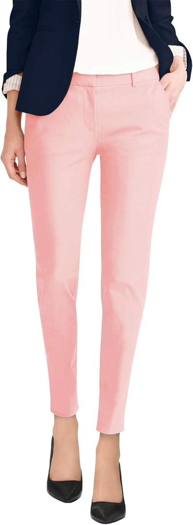 Hybrid & Company Womens Super Comfy Flat Front Stretch Trousers Chino Pants (18 Plus, New-blush)