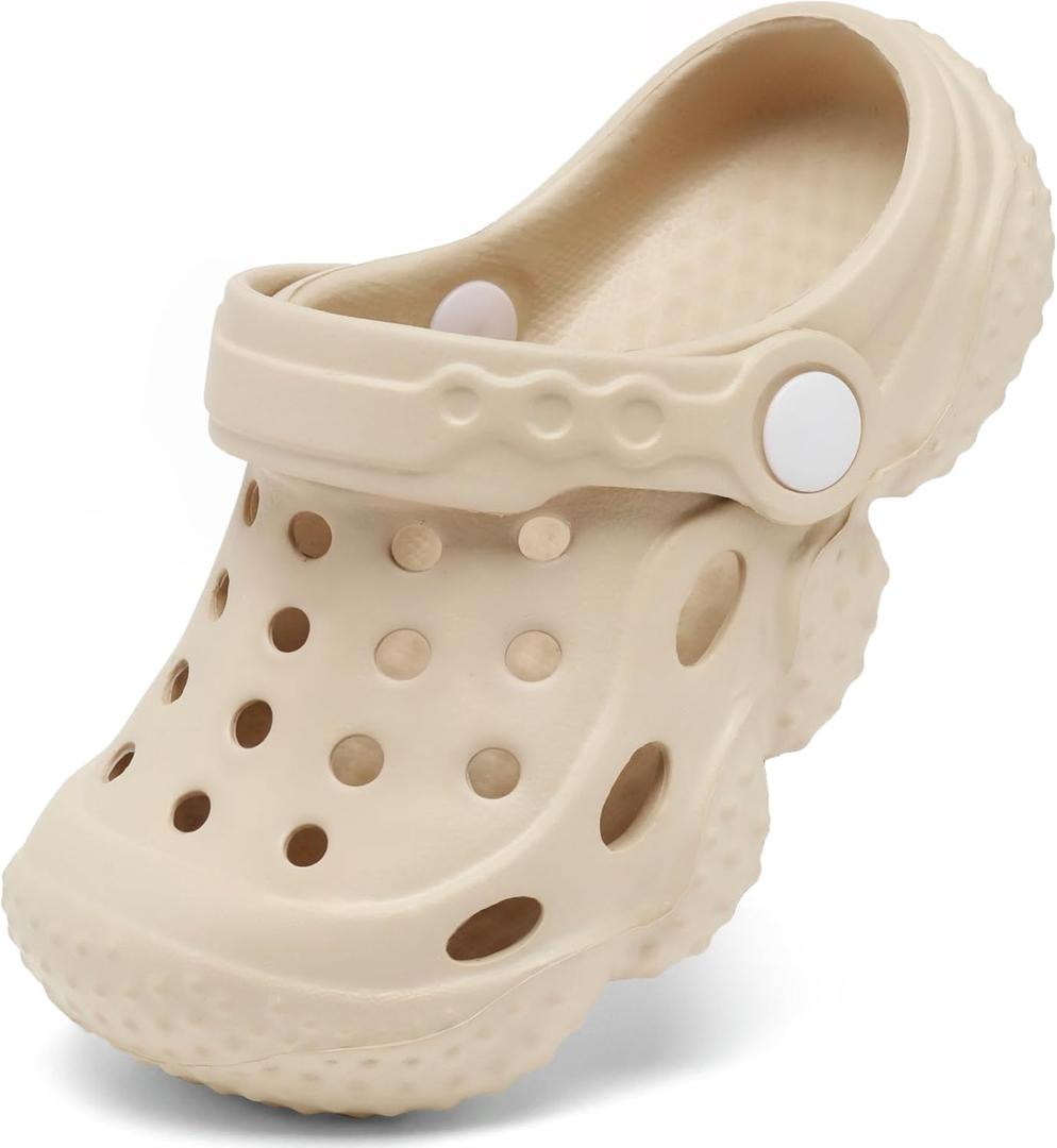 ChayChax Kid's Garden Clogs Cute Slides Sandals Toddlers Beach Pool Shower Shoes with Non-Slip Sole (White)