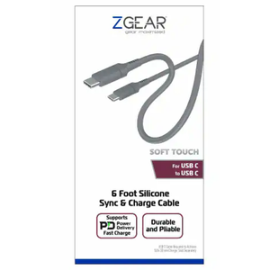 ZGEAR 6Ft Silicone Rubber Sync & Charger Cable For USB C to USB C