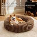 Bedsure ComfyFleece Donut Large Dog Bed - Washable Faux Fur with Corduroy Fleece & Anti Slip Bottom, Round Pet Bed with Removable Cover, Camel Brown, 36x36x8 inches