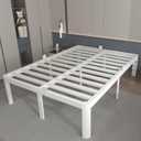 KOSOSO 16 Inch King Bed Frame with Metal Gasket, White Platform Bed Base