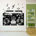 Design With Vinyl Music Wall Decal Boombox Flower Themed on White Background Removable - Size: 30 in x 30 in