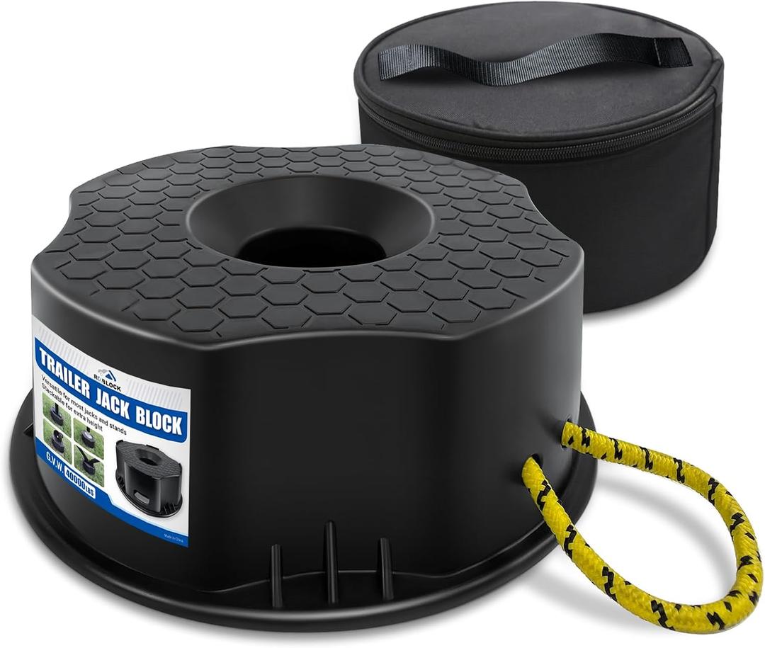 ROBLOCK Trailer Jack Block with Bag, RV Camper Stabilizer Blocks for Travel Trailer, Suit for Any Tongue Jack, Post, Foot, 5th Wheels, Round Square or Scissor Stabilizer, 1 Pack (RBTS578)