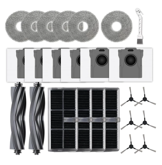 24 Pcs Replacement Parts for Dreame L10s Ultra Gen 2/L10s Pro Ultra Heat/X30 Ultra/L40s Ultra AE/L40s Ultra CE/for E30 Ultra Robot Vacuum. 2 Main Brush,4 Filters,6 Mop Pads,6 Dust Bags,6 Side Brush