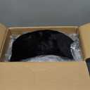 GREENSTELL Small Vanity Stool Chair with Storage and Folding Back, 13" x 13" x 17.7" Faux Fur Soft Ottoman for Teenager, 4 Metal Legs with Anti-Slip Feet, Furry Padded Seat for Makeup, Bedroom, Black