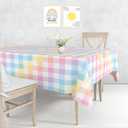 Pastel Tablecloths 54"x108" Gradient Colorful Checkered Rainbow Fabric Table Cover for Easter Birthday Bachelorette Engagement Wedding Bridal Shower Macaron Theme Outdoor Picnic Party Supplies