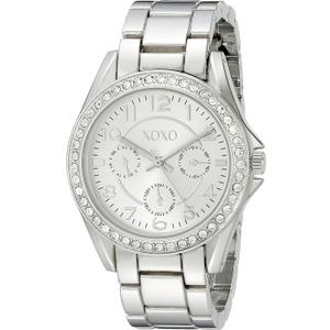 XOXO Women's Silver-Tone Bracelet Watch with Crystal Accents, Multi-Dial Face, Quartz Analog Movement, and Box  Stylish Fashion Accessory for Everyday Wear