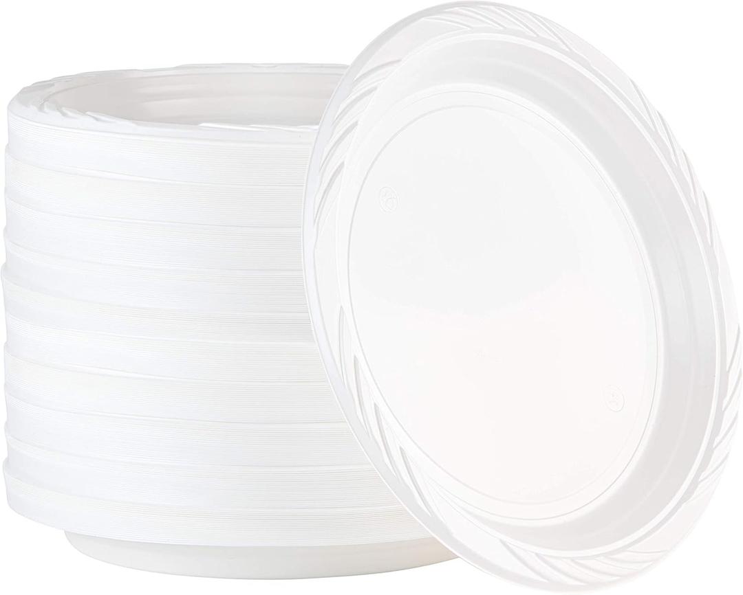400 Count Disposable 10 Inch White Plastic Dinner Plates Extra Large