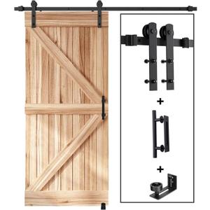 EaseLife 7 FT Sliding Barn Door Track and Handle Hardware Kit,Aluminum,Heavy Duty,Straight Pulley,Slide Smoothly Quietly,Easy Install (7FT Track Kit for 38"~42" Wide Single Door)