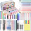 61 PCS Aesthetic School Supplies with Cute Pencil Case, No Bleed Highlighters, Gel & Erasable Pens, Mechanical Pencils, Refills, Complete College Essentials Stationery Kit for Women (Blue)