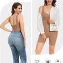 Decorus Women's Shapewear Tank Bodysuits - Plunge V Neck Sleeveless Shapewear Built in Bra V Backless Thong Body suits Tops (Beige, L)