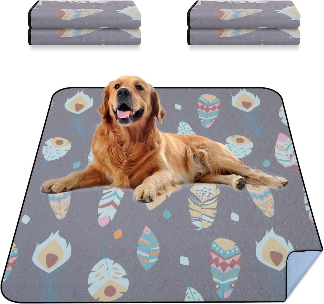 LOOBANI Washable Pee Pads for Dogs,4 Pack Ultra-Absorbent and Leak-Proof Whelping Pads, Non-Slip Reusable Puppy Pads, Waterproof Puppy Training Pads for Playpen, Crate, Housebreak, 18x24in, Gray (18''x24''-4 Pack, Gray)