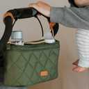 Beautiful Stroller Caddy Organizer With 2 Cup Holders  Luxury Stroller Bag, Universal Fit, Leather Straps & Zipper Pocket  Spacious Accessories Perfectly Fits Doona, Nuna & Uppababy Strollers (Sage Green)